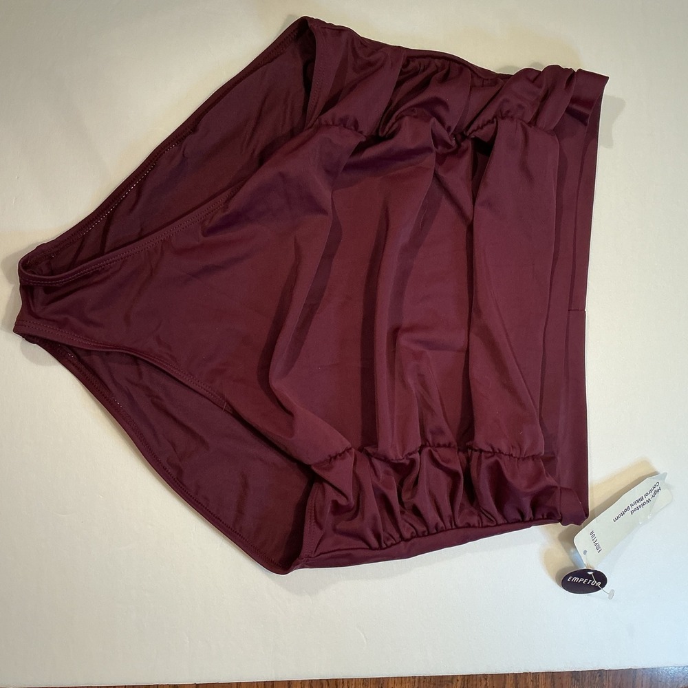 Empetua Tankini Swimsuit 16W Womens Blue Paisley Burgundy NEW High Waist 4xL - Picture 6 of 12